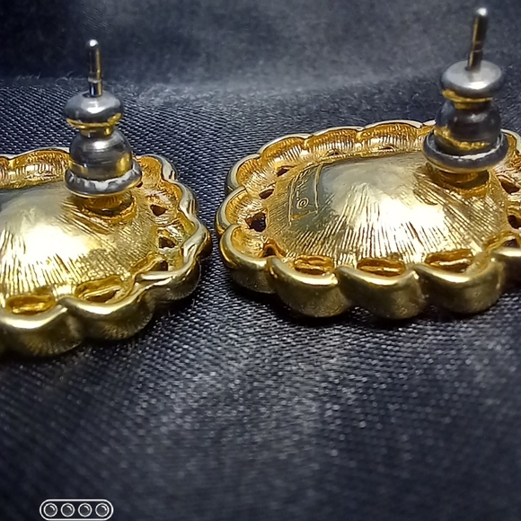 Purple and Gold Post Earrings - Picture 4 of 11